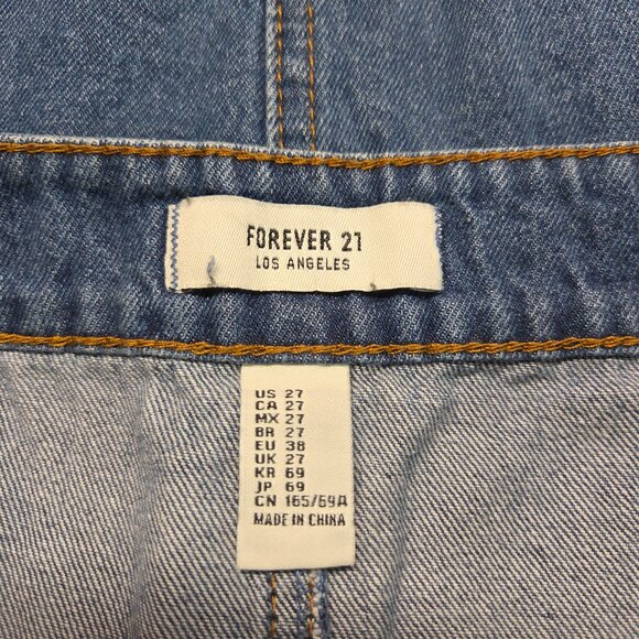 Forever 21 Size 27 Medium Wash Denim Blue Full Zip Casual Mini Skirt - Picture 7 of 8